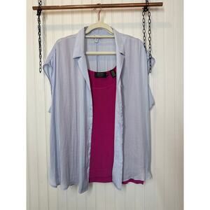 NWT Dana Buchman Signature Pink Top & Nine West Airy Button Down Top Bundle 1X